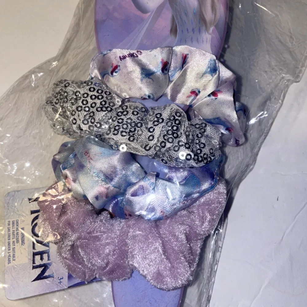 Frozen Princess Elsa Hair Brush For Girls Scrunchies & Detangling Brush 5 Pcs